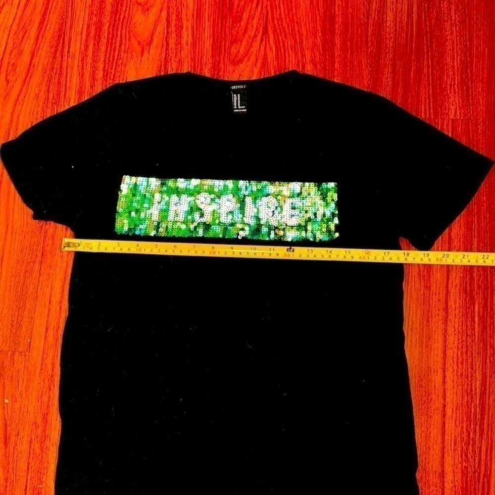 Forever 21 inspire sequence tee short sleeve t-shirt in black size M - Picture 5 of 5